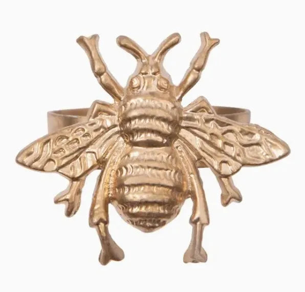 Bee Napkin Ring Gold 4pk