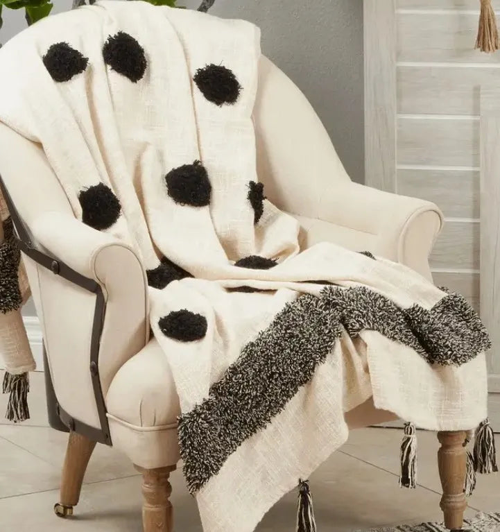 Black and White Dot Throw Blanket