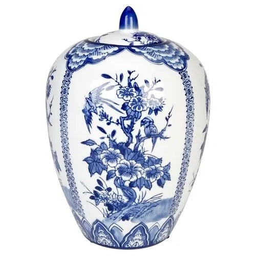 Blue and White Chinoiserie Ginger Jar w/ Lid